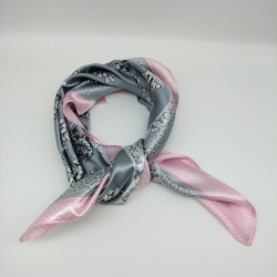 Small retro silk scarf in grey pink
