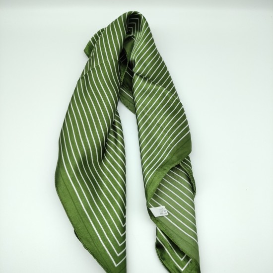 Army green retro silk scarf