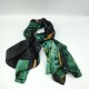 Green imitation silk print plaid large square scarf