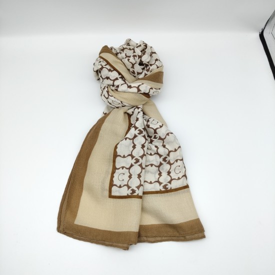 Khaki cotton linen with a shawl for autumn and winter